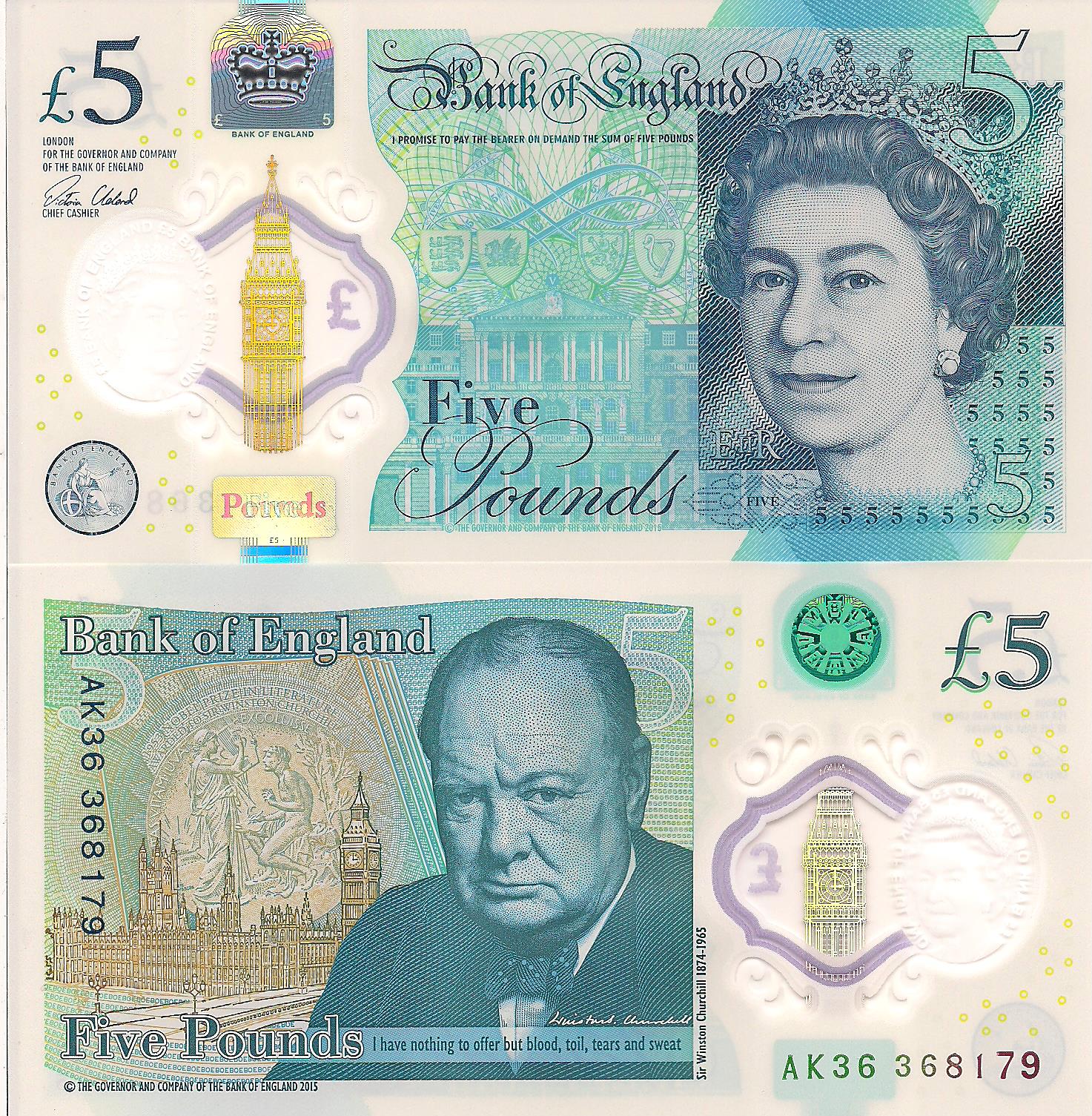 England 5 Pound UNC pick #: 394a
